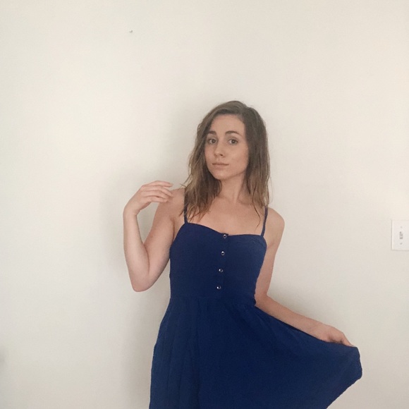 Cobalt blue summer dress with POCKETS - Picture 2 of 4